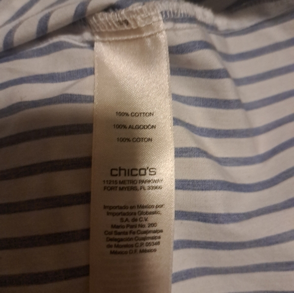 Chicos Striped button Down Blouse 100% cotton - Picture 4 of 4